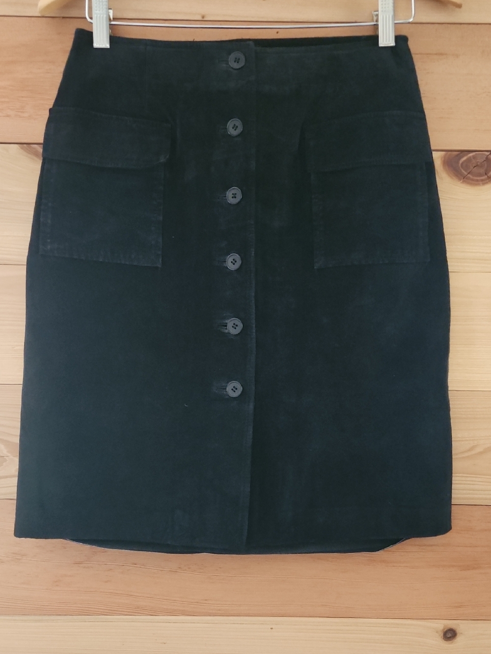 Vintage 90's 100% Leather Mossimo Black Button-Front Pencil Skirt